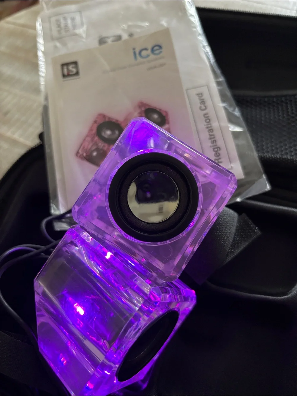 Ice Purple LED Mini Cube Speakers - USB-Powered Stereo Pair